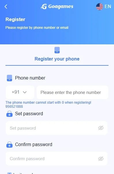 goa games registration page